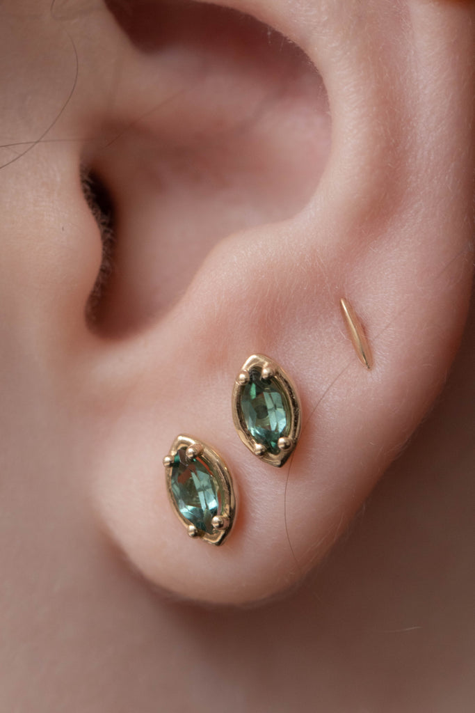 Kathryn Bentley | Marquise Studs in Blue Green Tourmaline