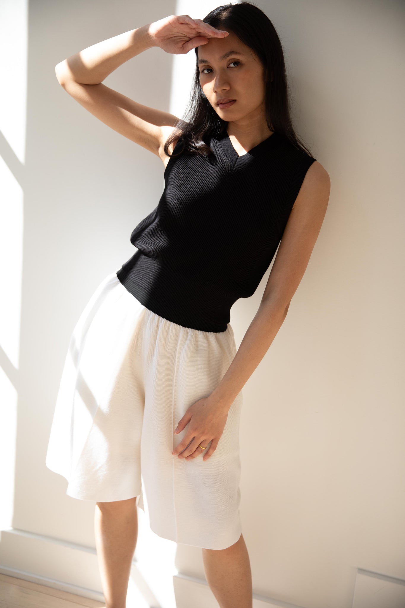 rennes — Auralee | Flat Yarn Rib Knit Vest in Black