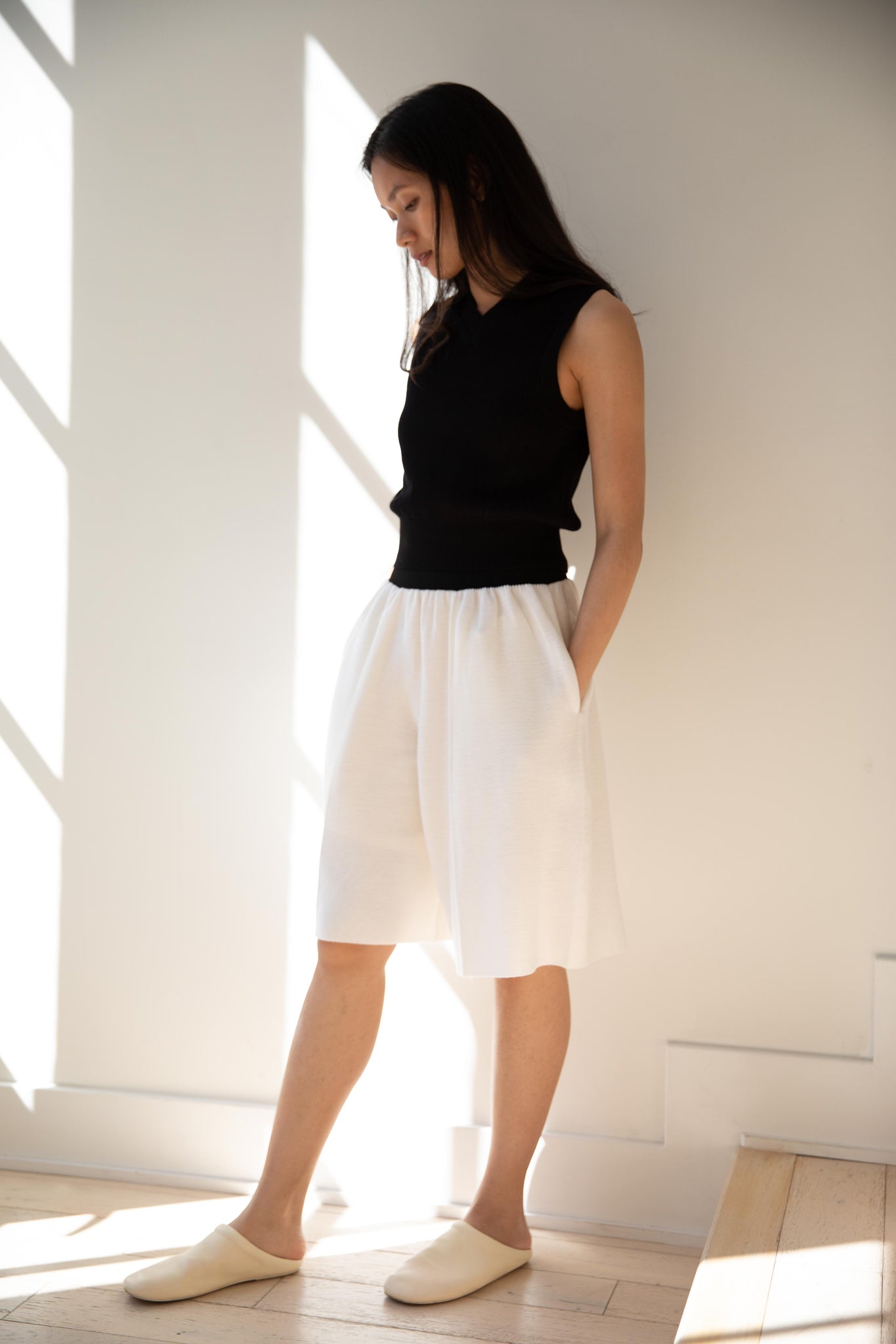 rennes — Auralee | Flat Yarn Rib Knit Vest in Black