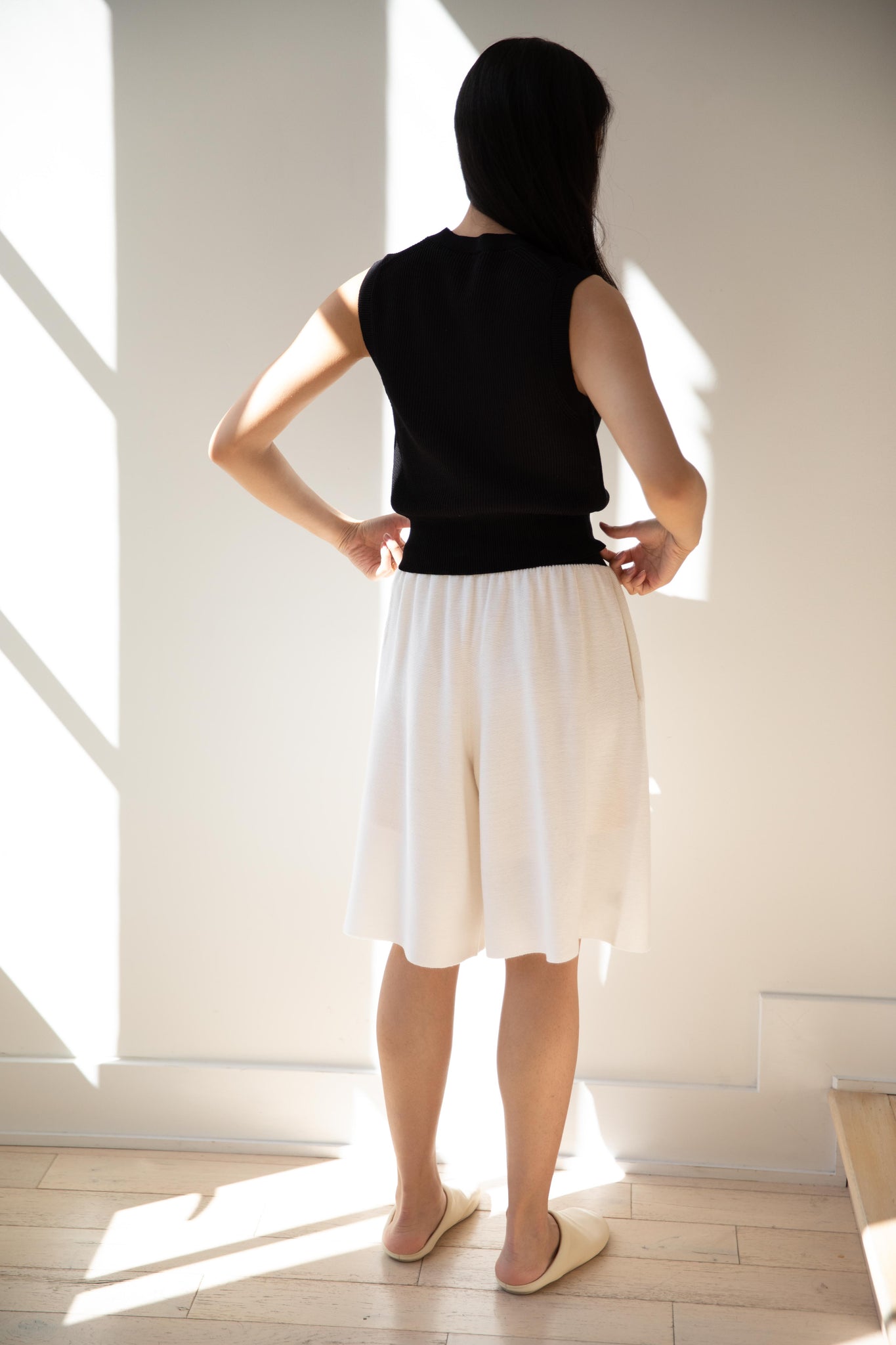 rennes — Auralee | Flat Yarn Rib Knit Vest in Black