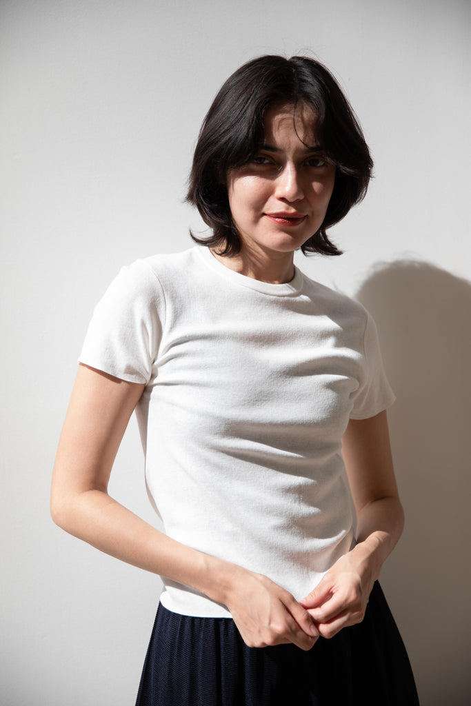 Aton | Fresca Circular Rib T-Shirt in White