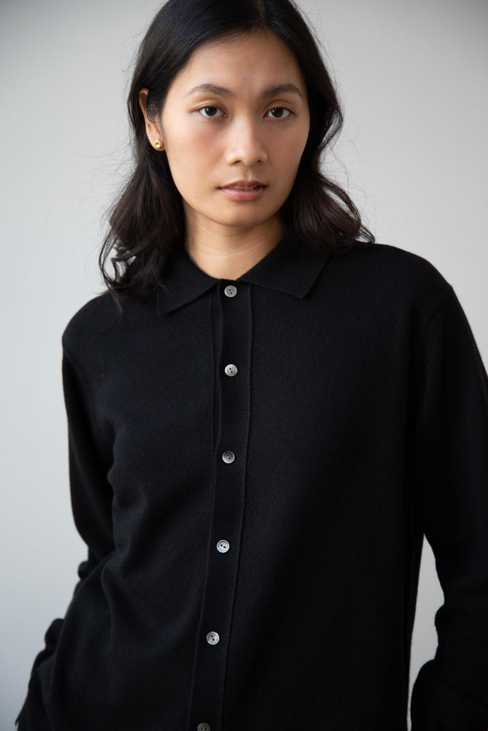Arts & Science | Collared Polo Cardigan in Black