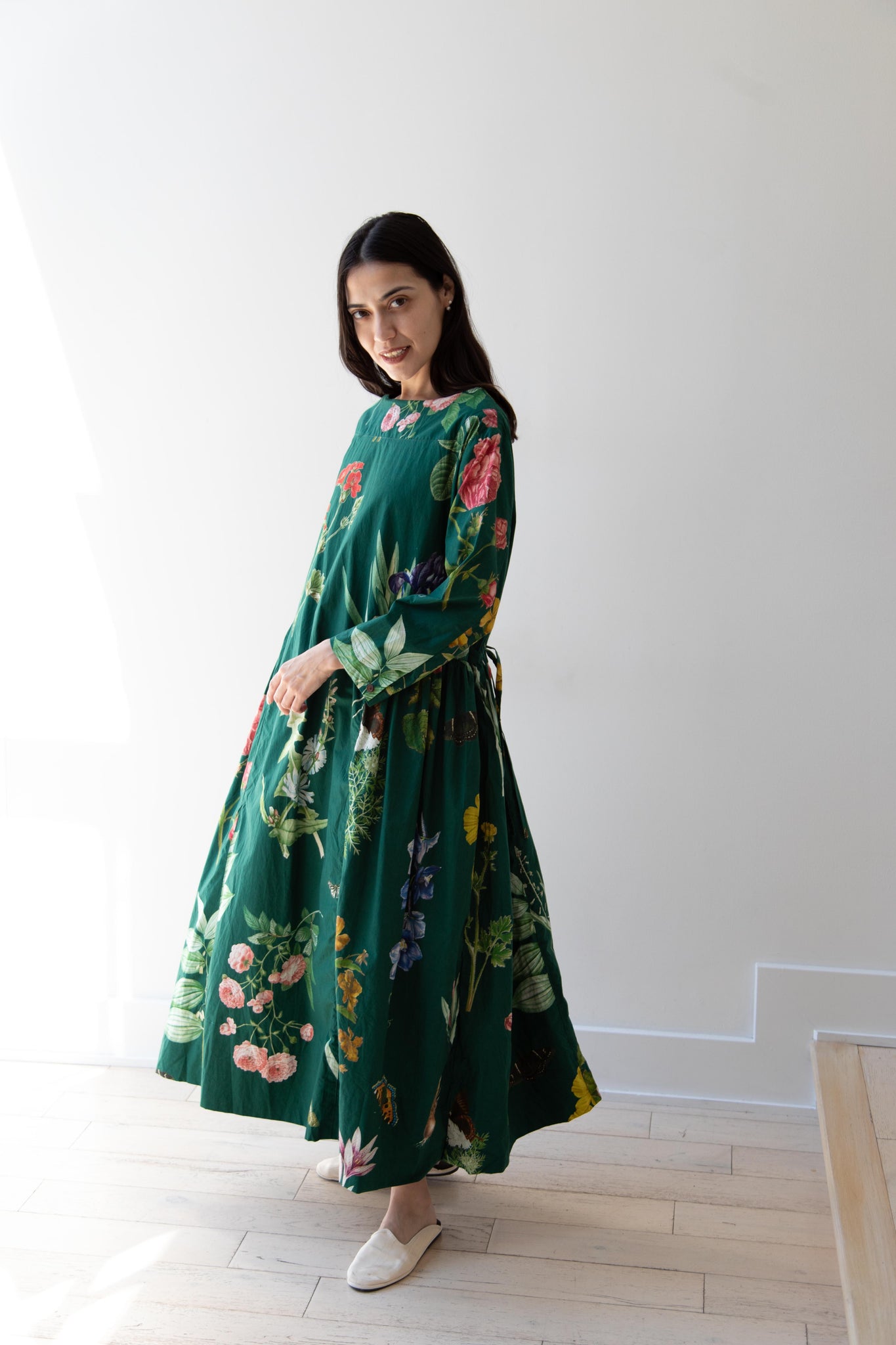 rennes — Aleksandr Manamïs Gathered Dress in Jardin Vert