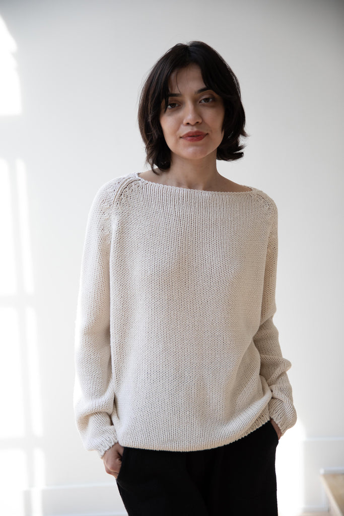 Apuntob | Heavy Wild Silk Raglan Sweater in Meringue
