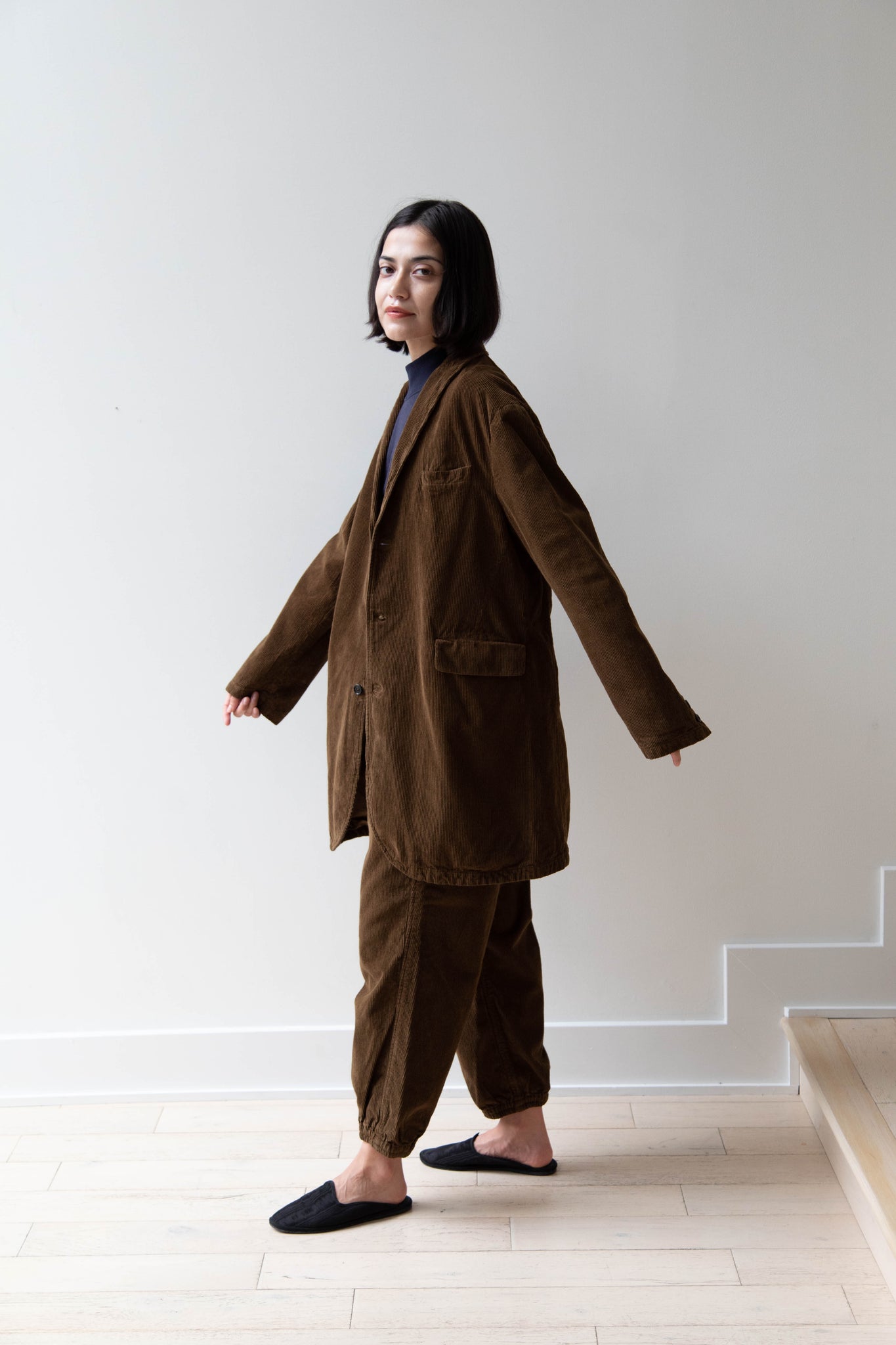 Vas-y Lentement | Tailored Long Jacket in Brown