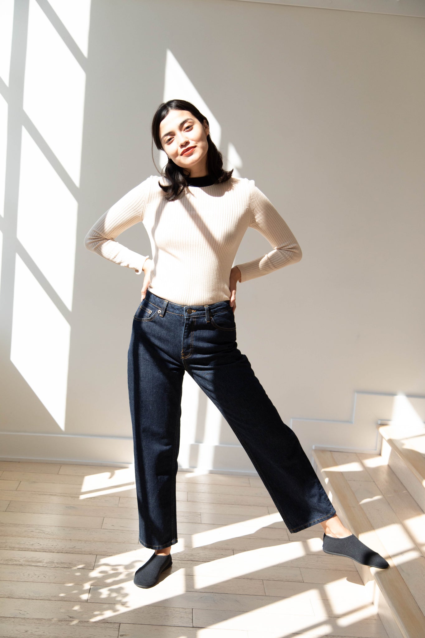 Indigo cropped jeans hotsell