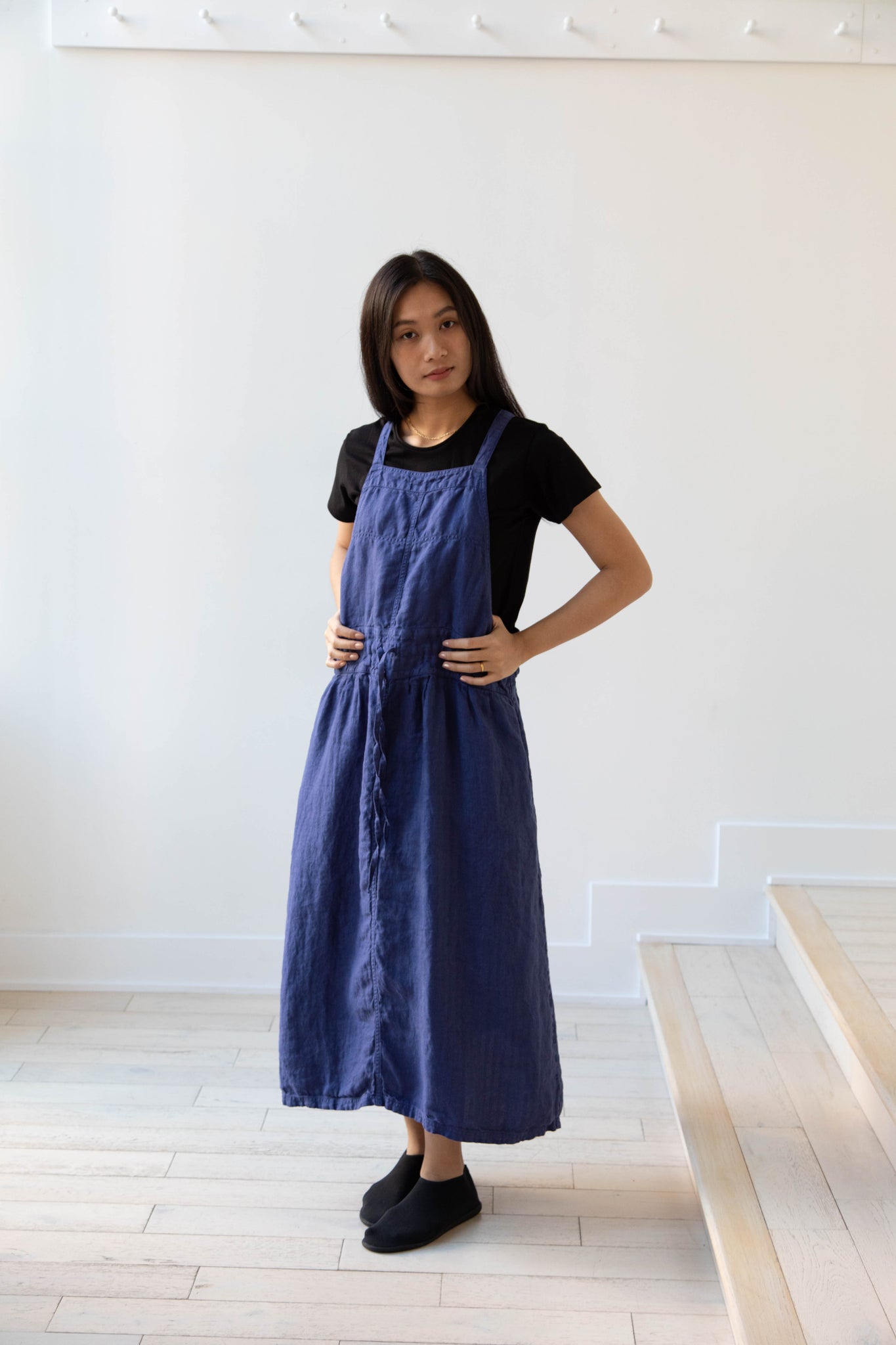 rennes Armen | Linen Apron Dress in Blue rennes Armen | Linen Apron Dress in Blue