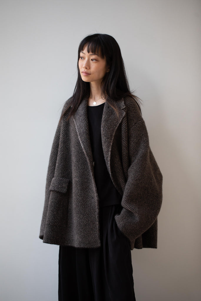 Boboutic | Bob's Texture Double Breasted Jacket in Brown & Taupe