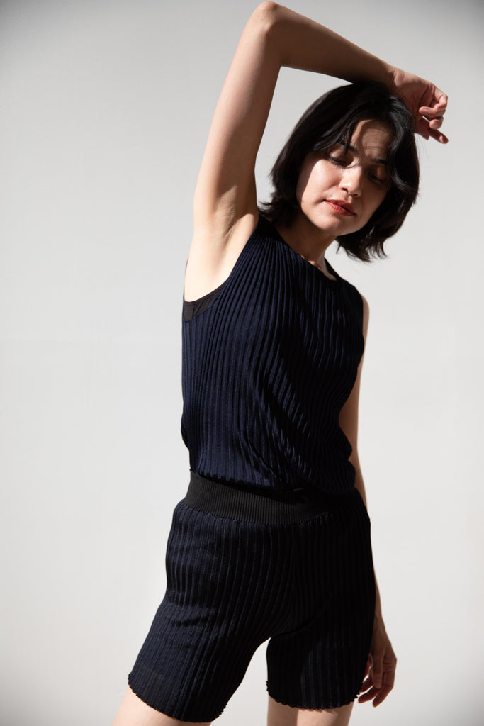 Cancellato Uniform | Viscose Biker Shorts in Navy