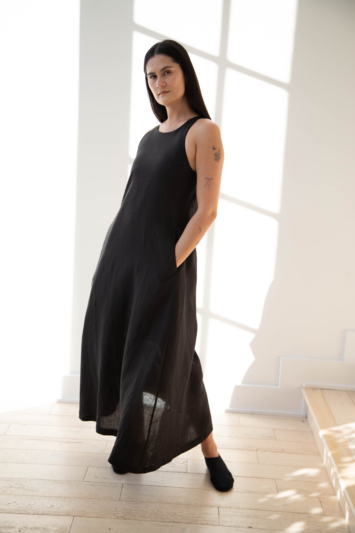 The Loom | Linen Halter Dress in Black Linen The Loom | Linen Halter Dress in Black Linen