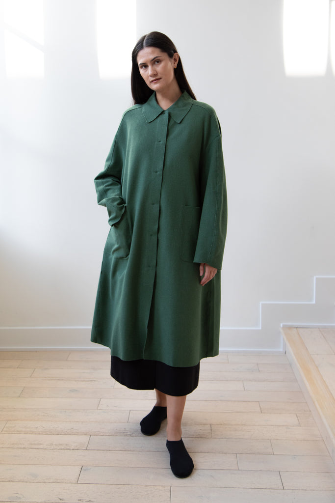 Boboutic | Trace Over Coat in Green Silk