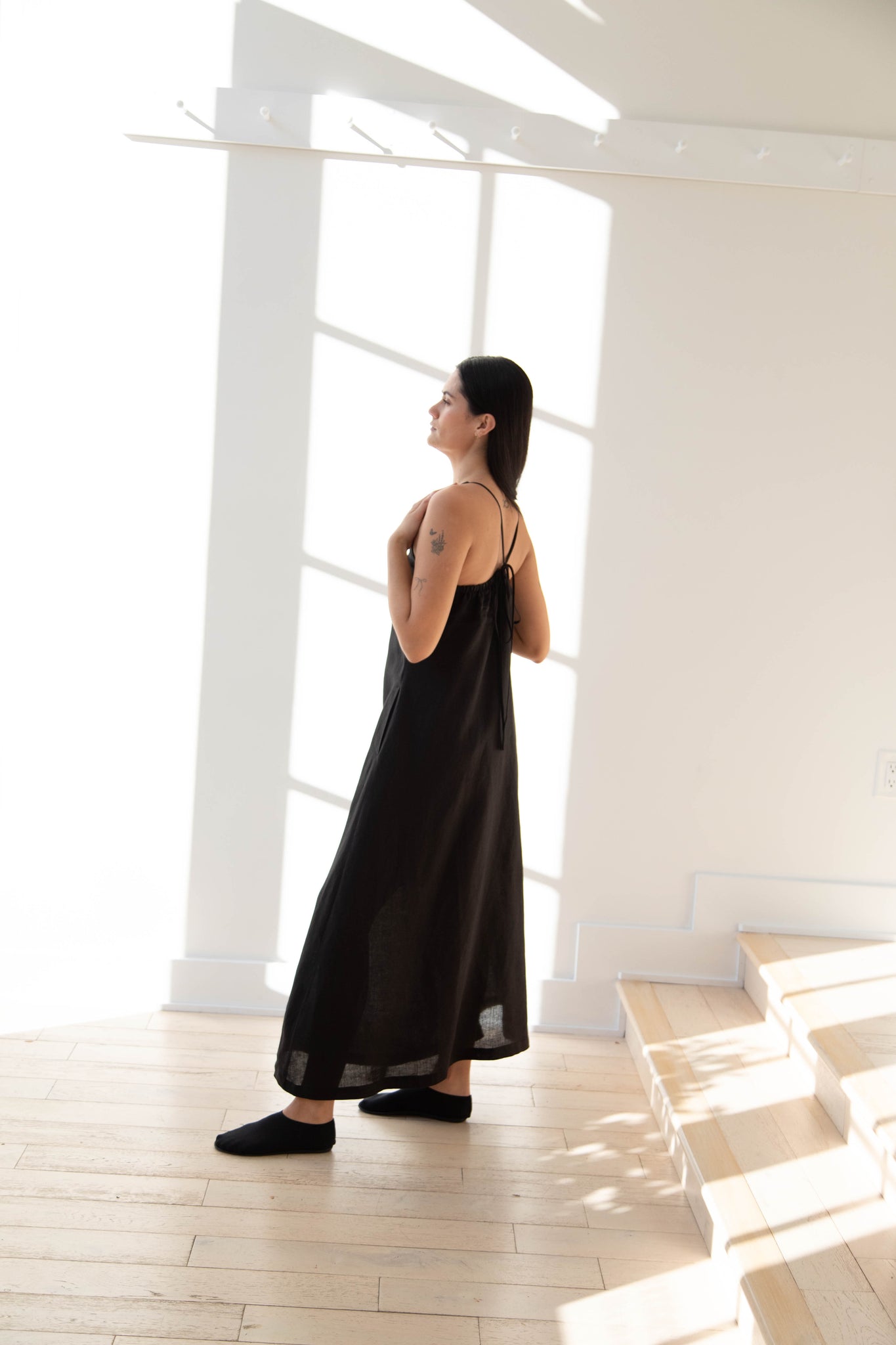 The Loom | Linen Halter Dress in Black Linen The Loom | Linen Halter Dress in Black Linen