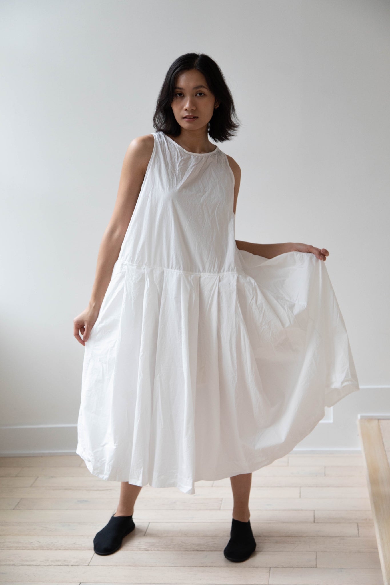 rennes Album di Famiglia | Pleated Sleeveless Dress in Milk rennes Album di Famiglia | Pleated Sleeveless Dress in Milk