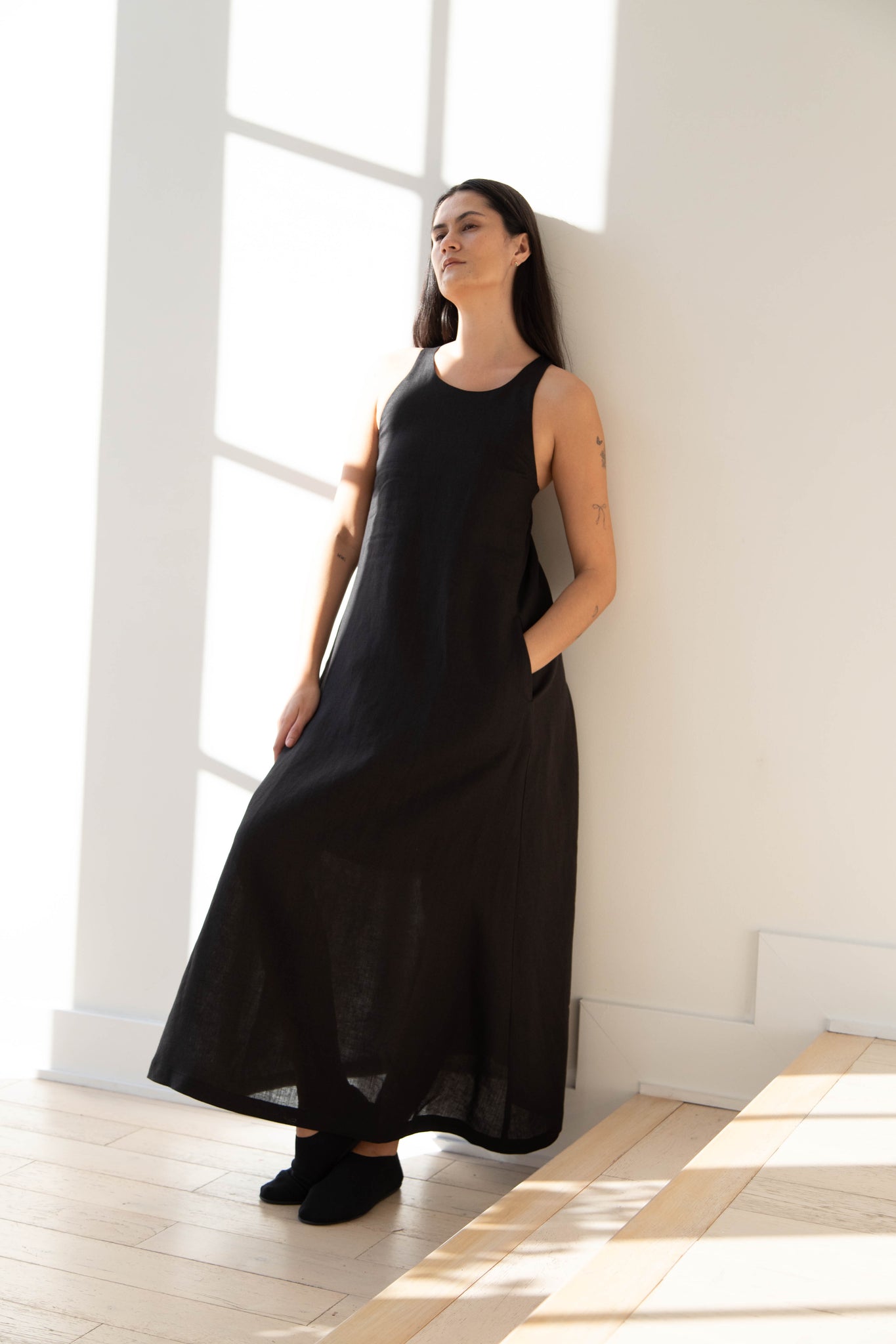 The Loom | Linen Halter Dress in Black Linen The Loom | Linen Halter Dress in Black Linen