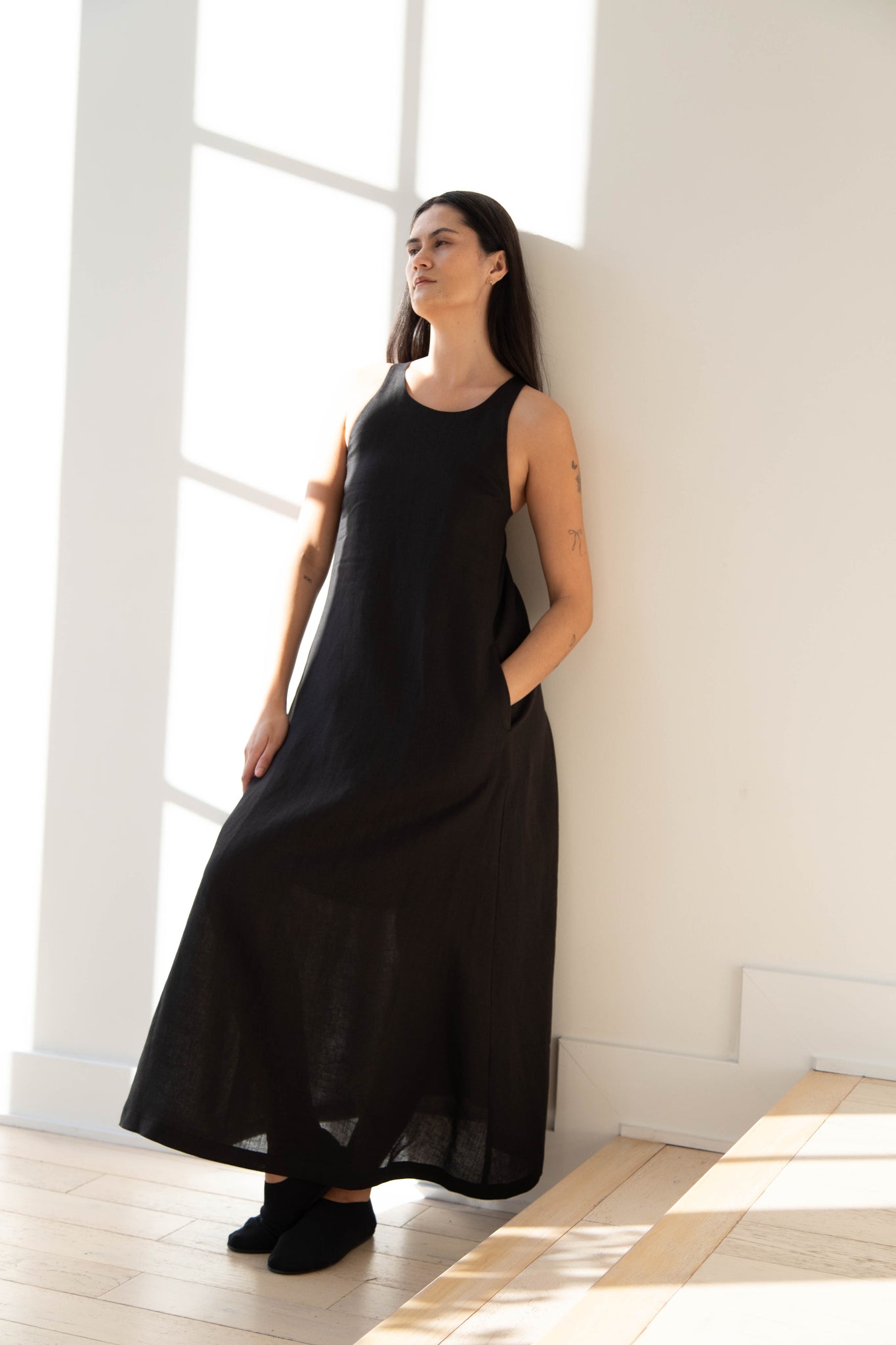 The Loom | Linen Halter Dress in Black Linen The Loom | Linen Halter Dress in Black Linen
