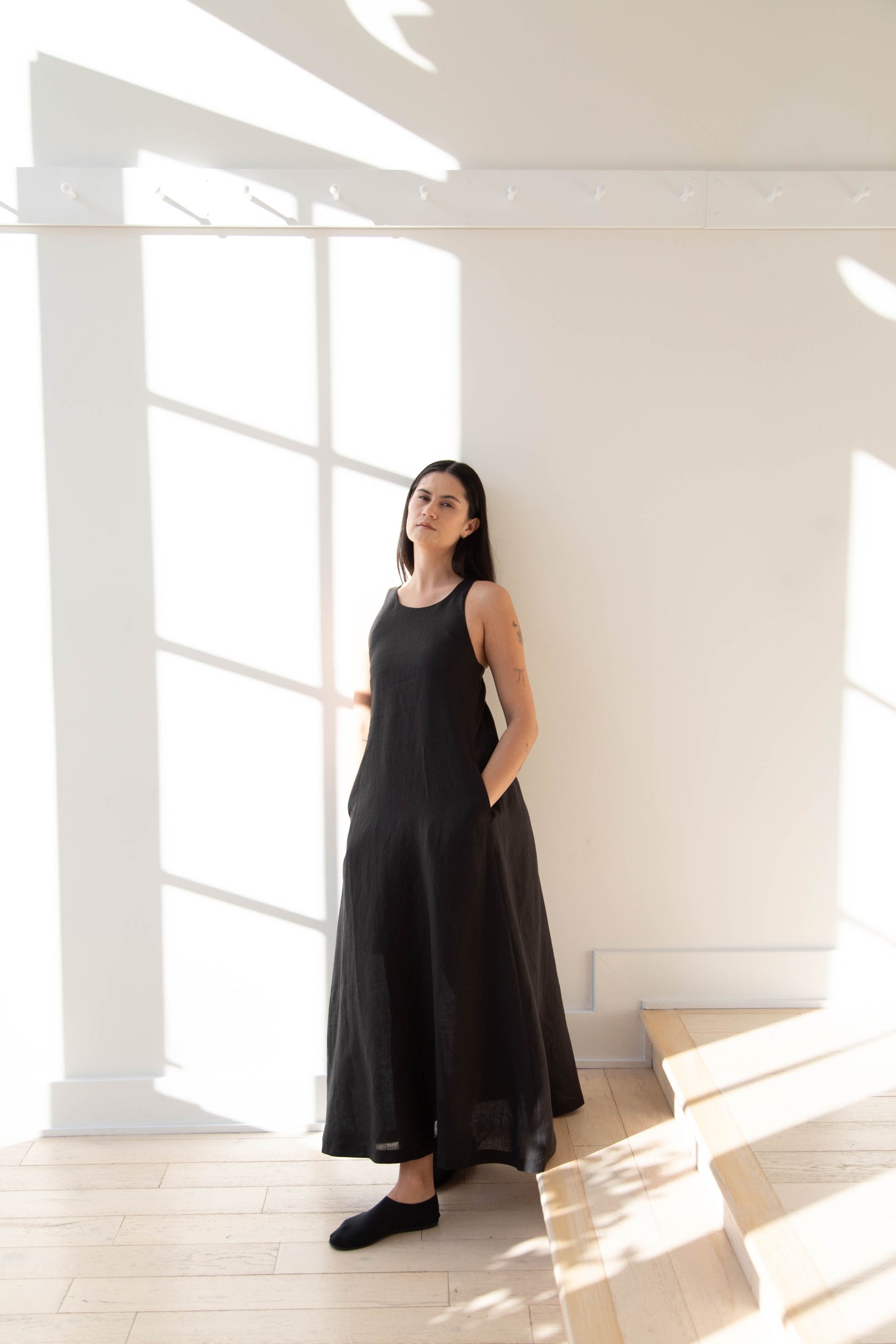The Loom | Linen Halter Dress in Black Linen The Loom | Linen Halter Dress in Black Linen