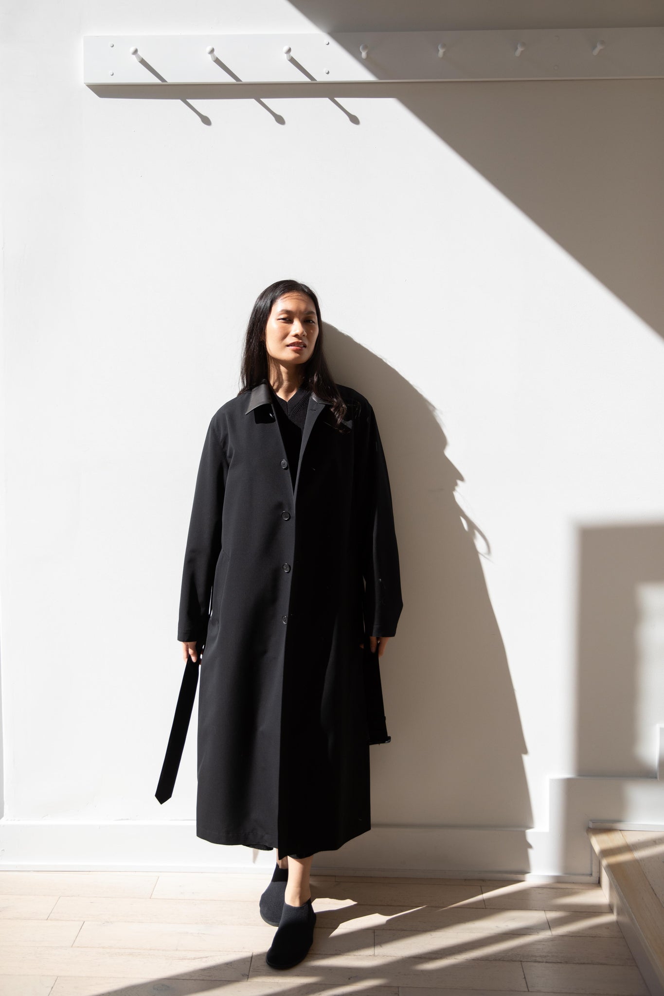 rennes — Auralee | Wool Max Canvas Coat in Black
