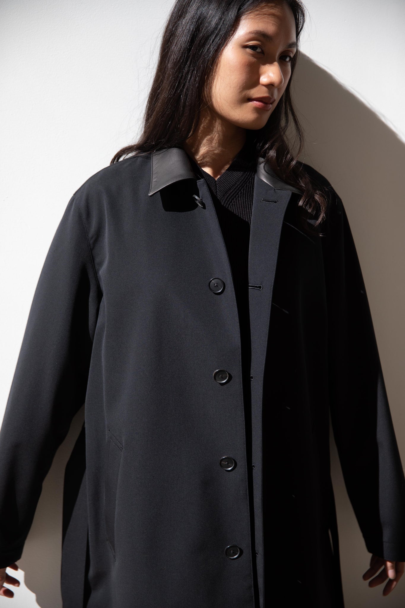 rennes — Auralee | Wool Max Canvas Coat in Black