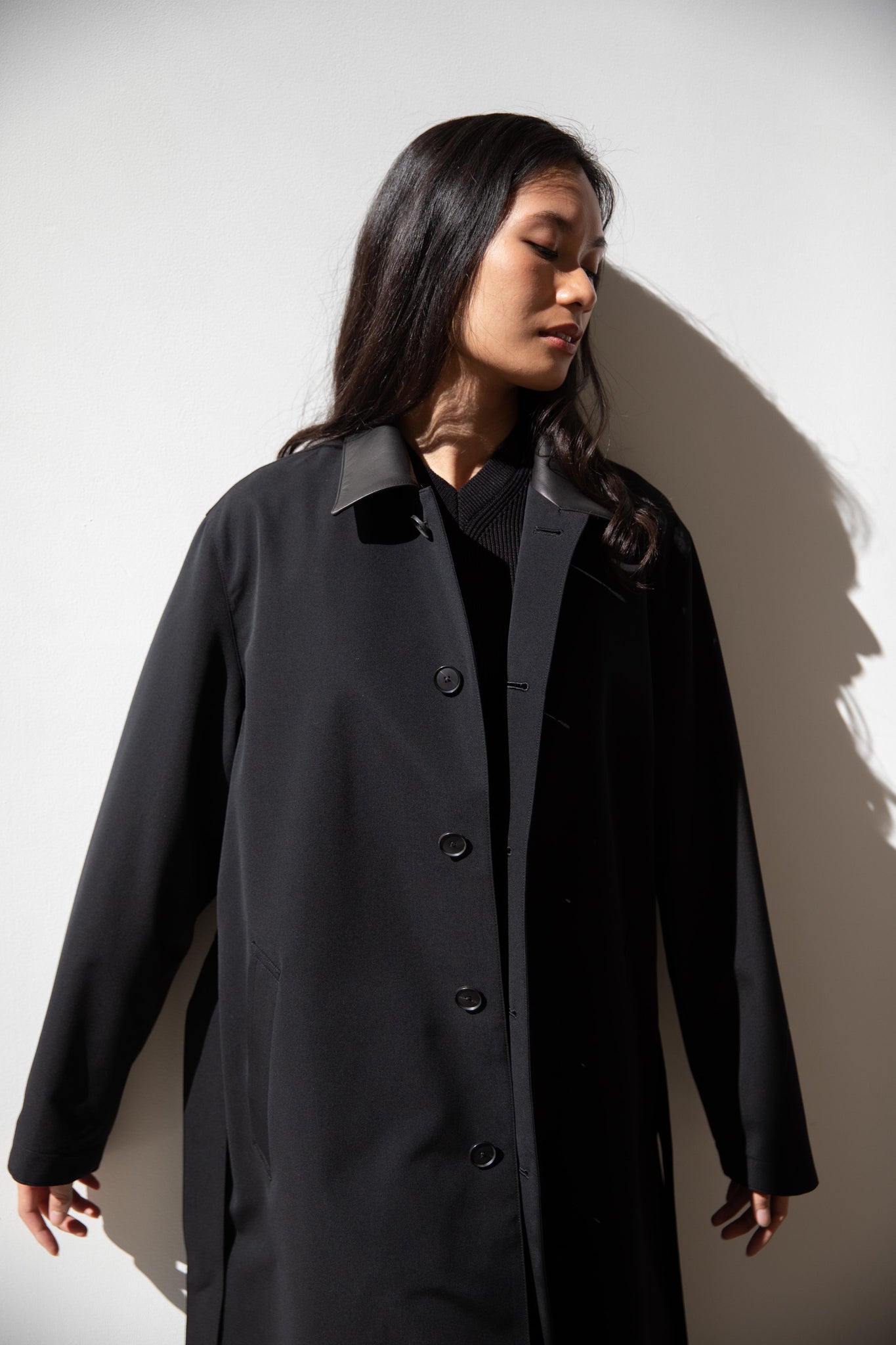 rennes — Auralee | Wool Max Canvas Coat in Black