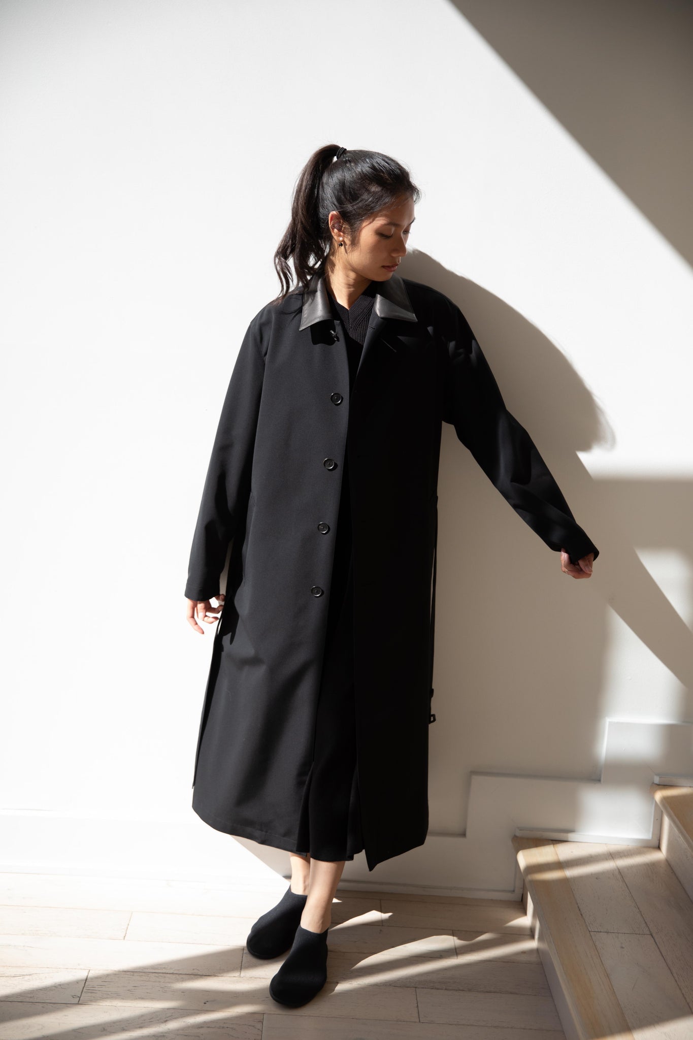 rennes — Auralee | Wool Max Canvas Coat in Black