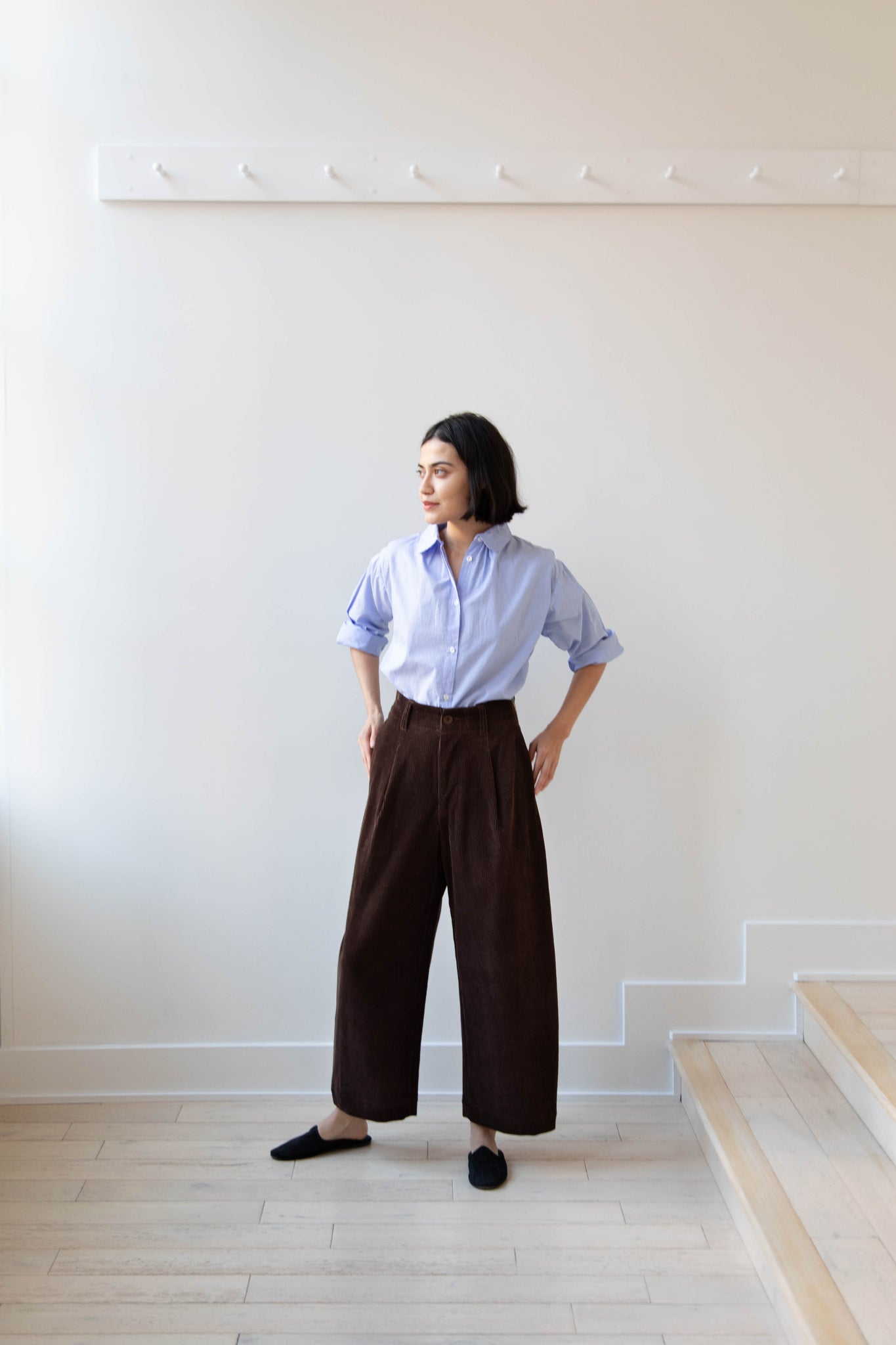 Aseedonclöud | HW Wide Trousers in Brown Corduroy