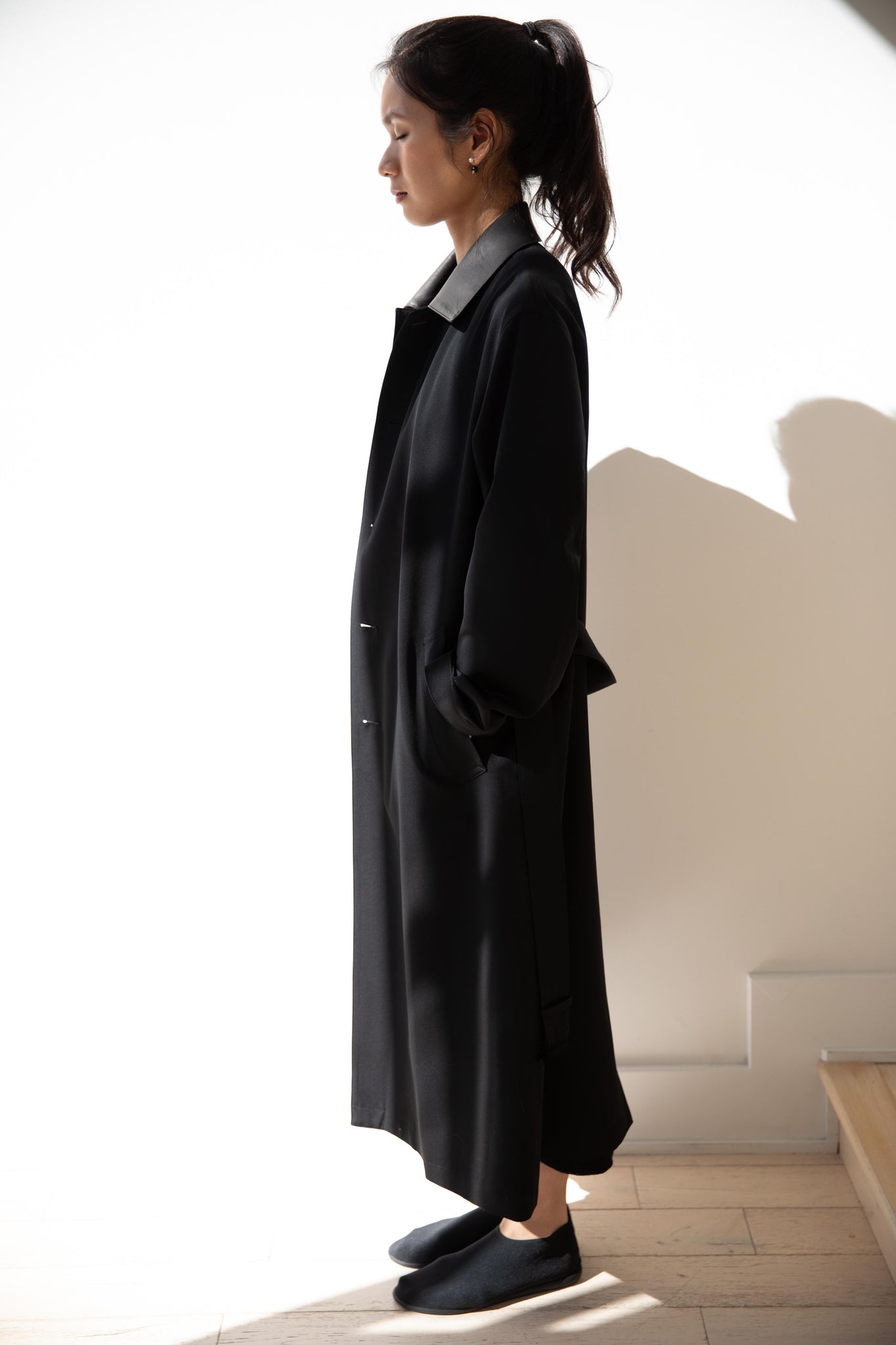 rennes — Auralee | Wool Max Canvas Coat in Black
