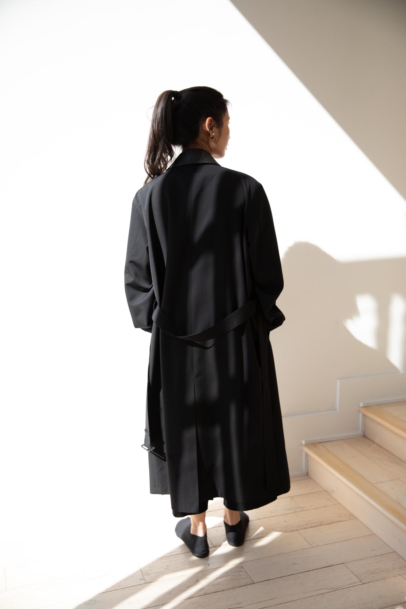 rennes — Auralee | Wool Max Canvas Coat in Black