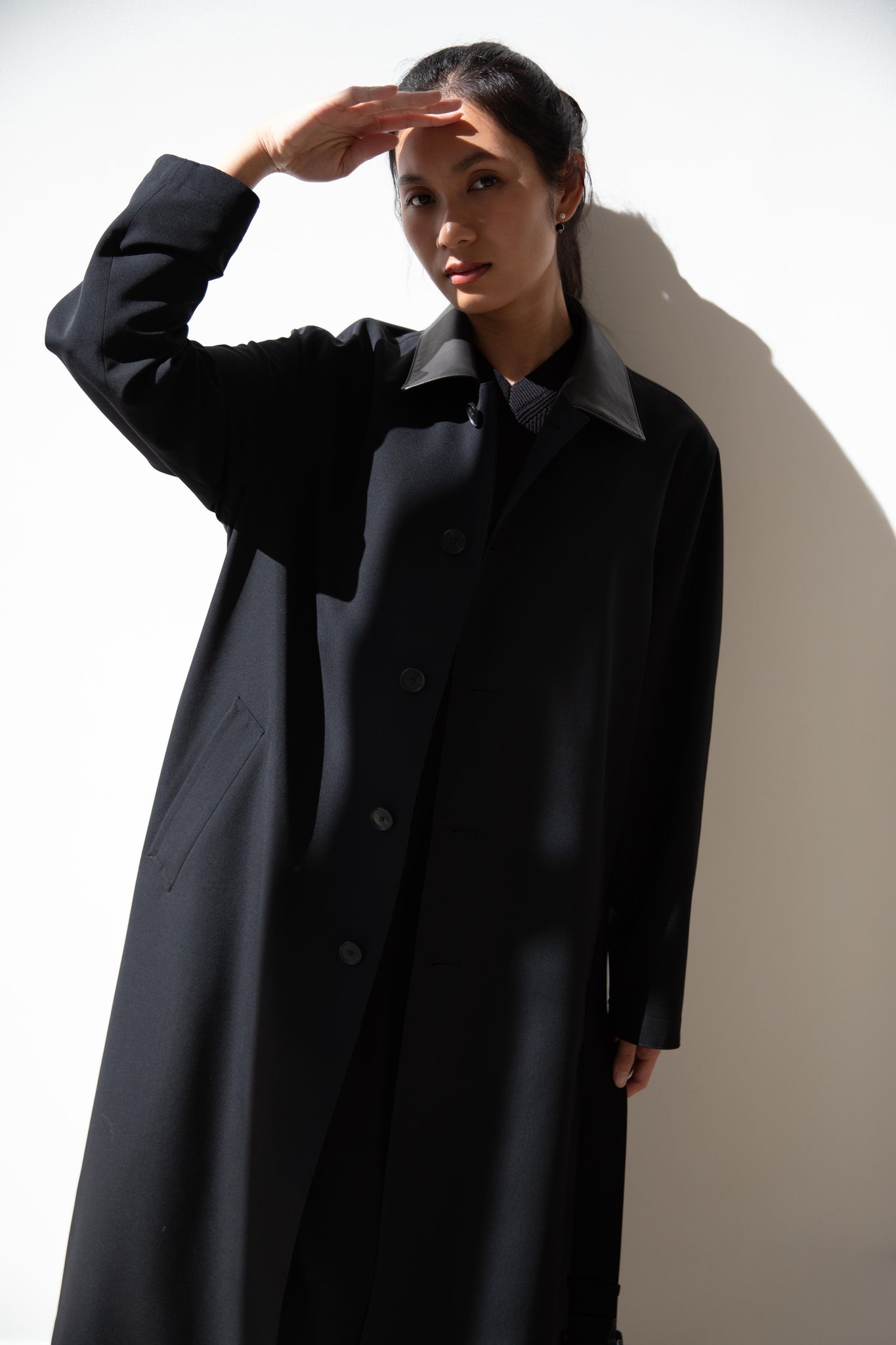 rennes — Auralee | Wool Max Canvas Coat in Black