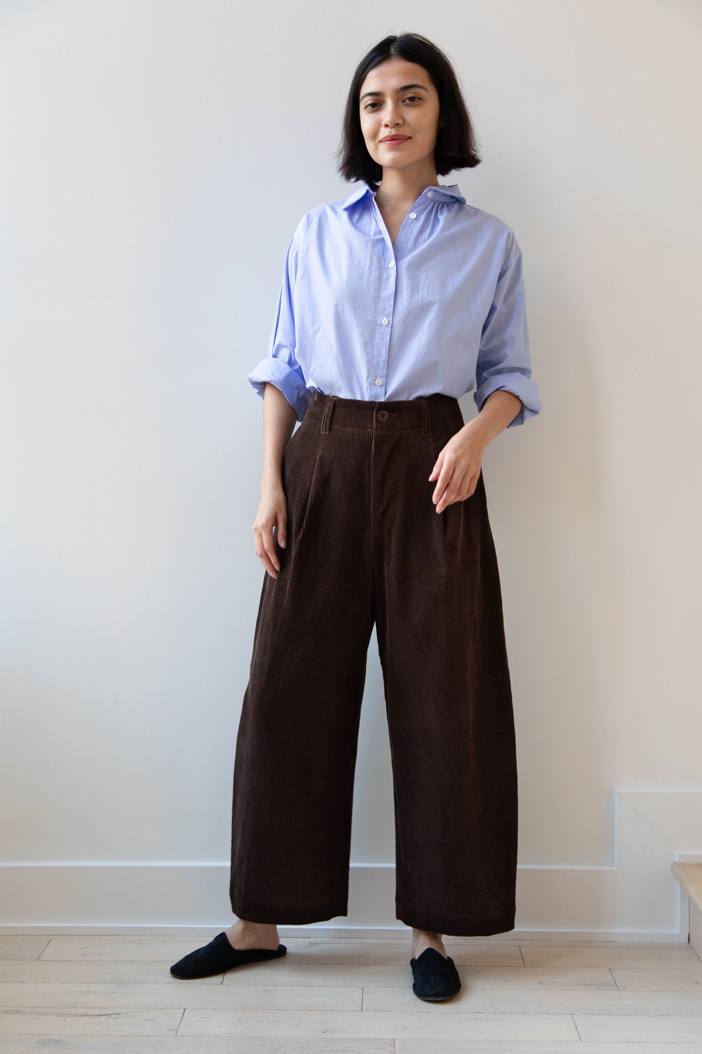 Aseedonclöud | HW Wide Trousers in Brown Corduroy