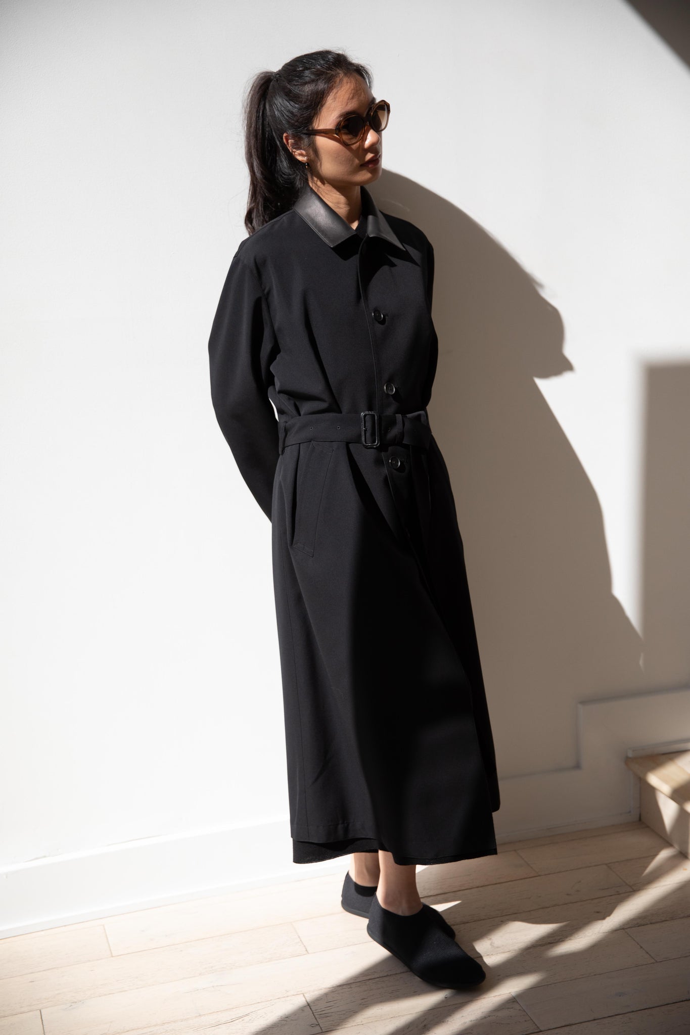 rennes — Auralee | Wool Max Canvas Coat in Black