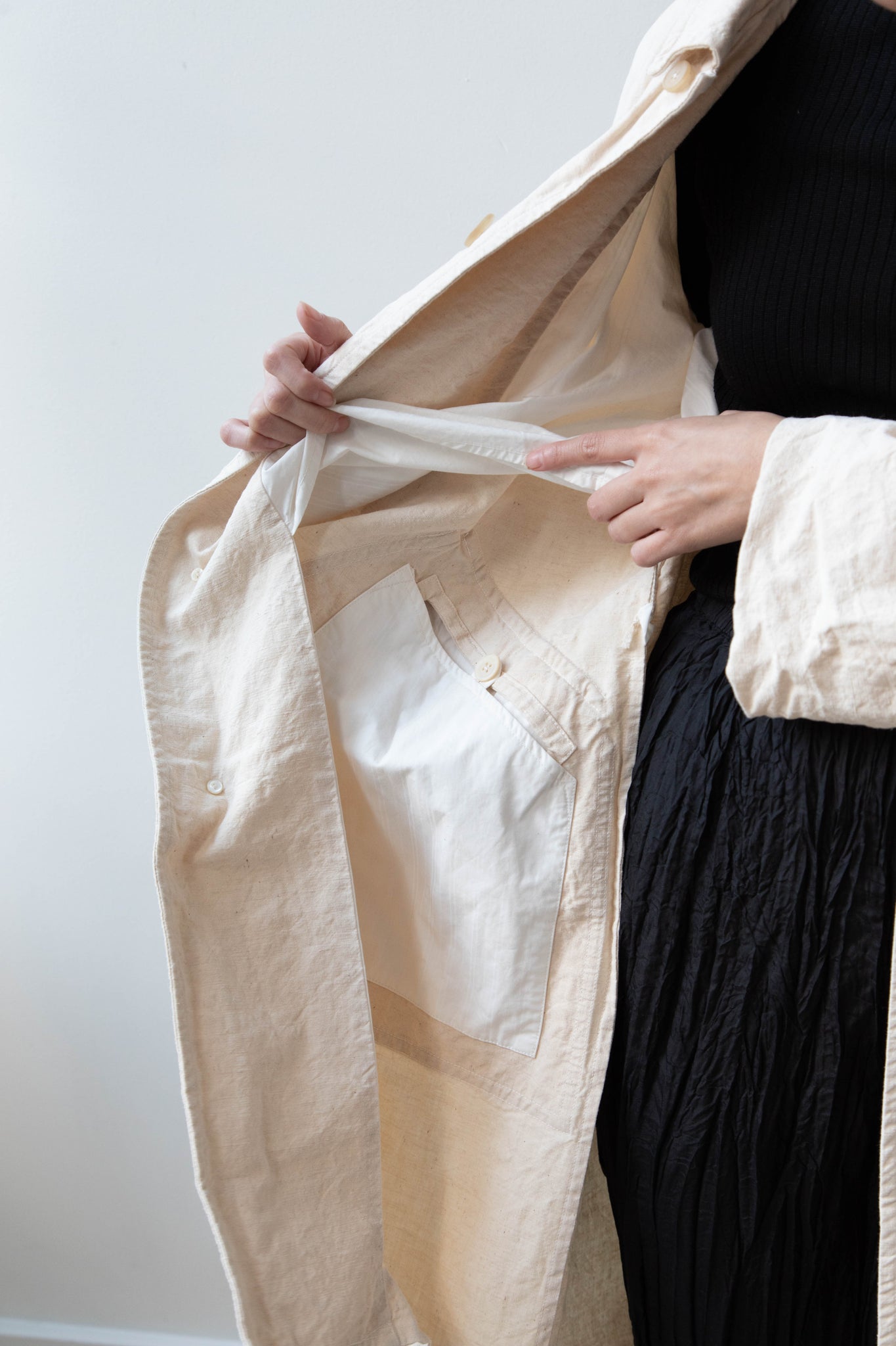 Oliver Church | Big Coat in Natural Antique Cotton Linen