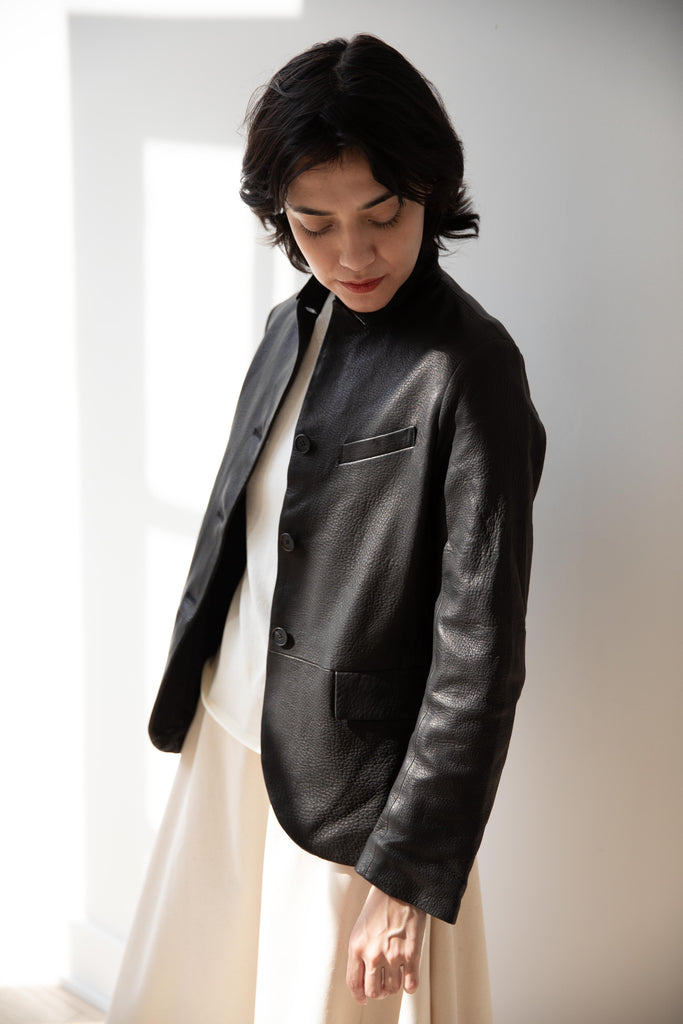 Bergfabel | Leather Tyrol Jacket in Black