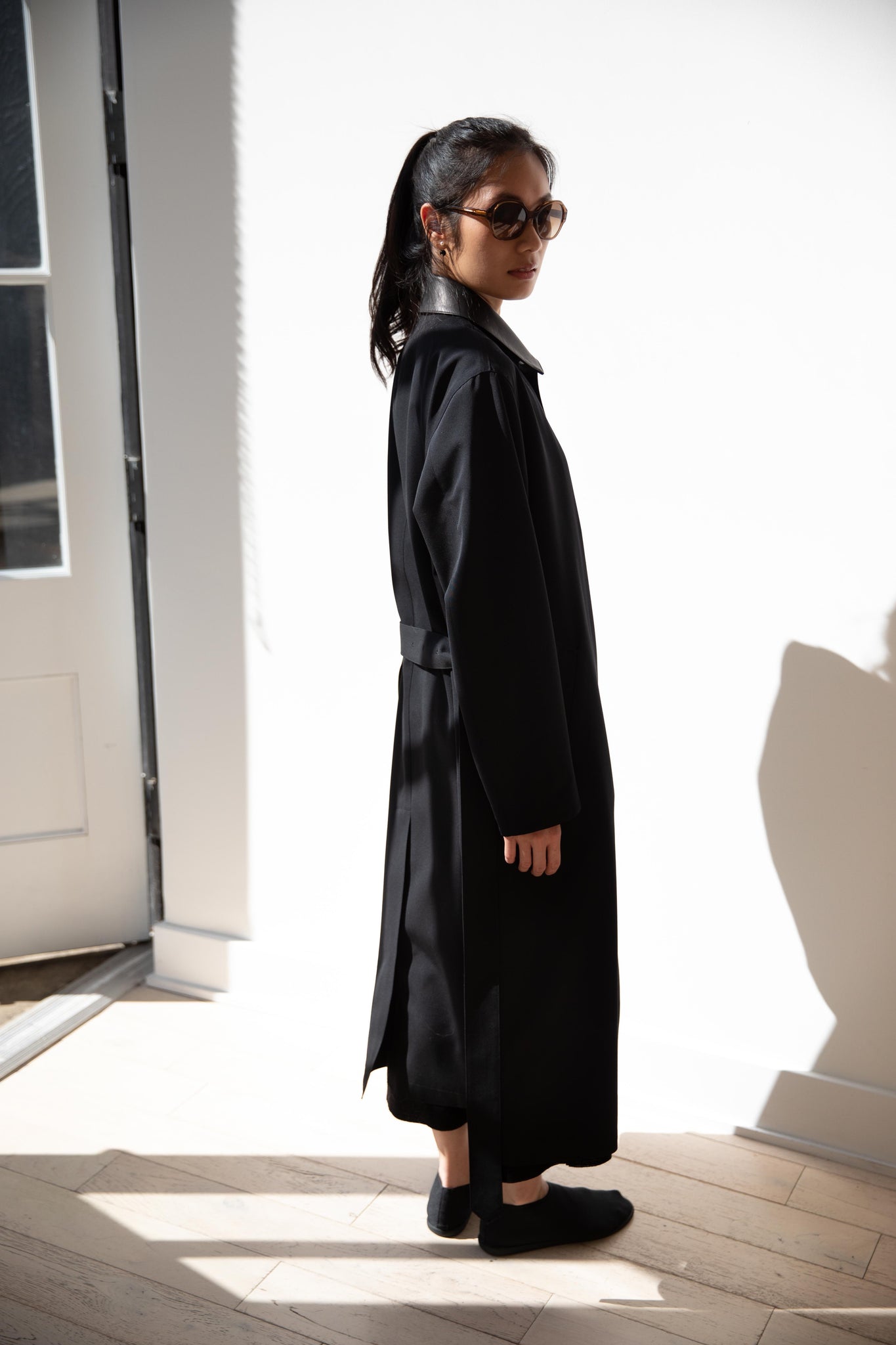 rennes — Auralee | Wool Max Canvas Coat in Black
