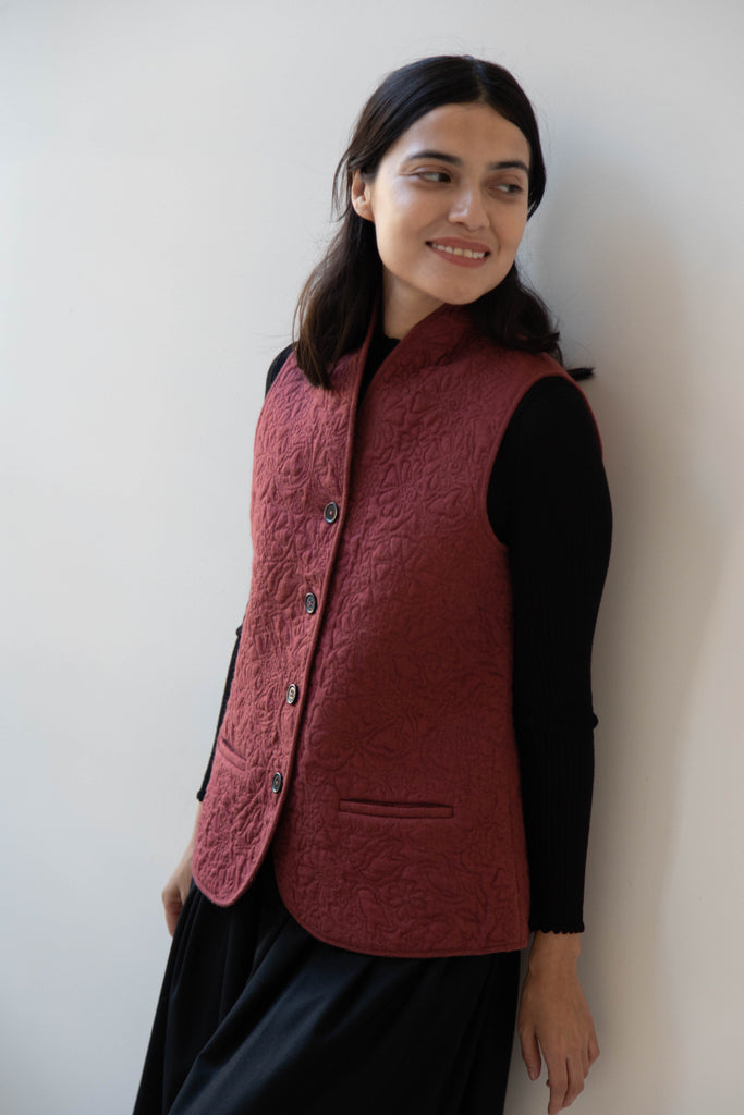 Rubia & Neel | Orlando Quilted Waistcoat in Dark Brick