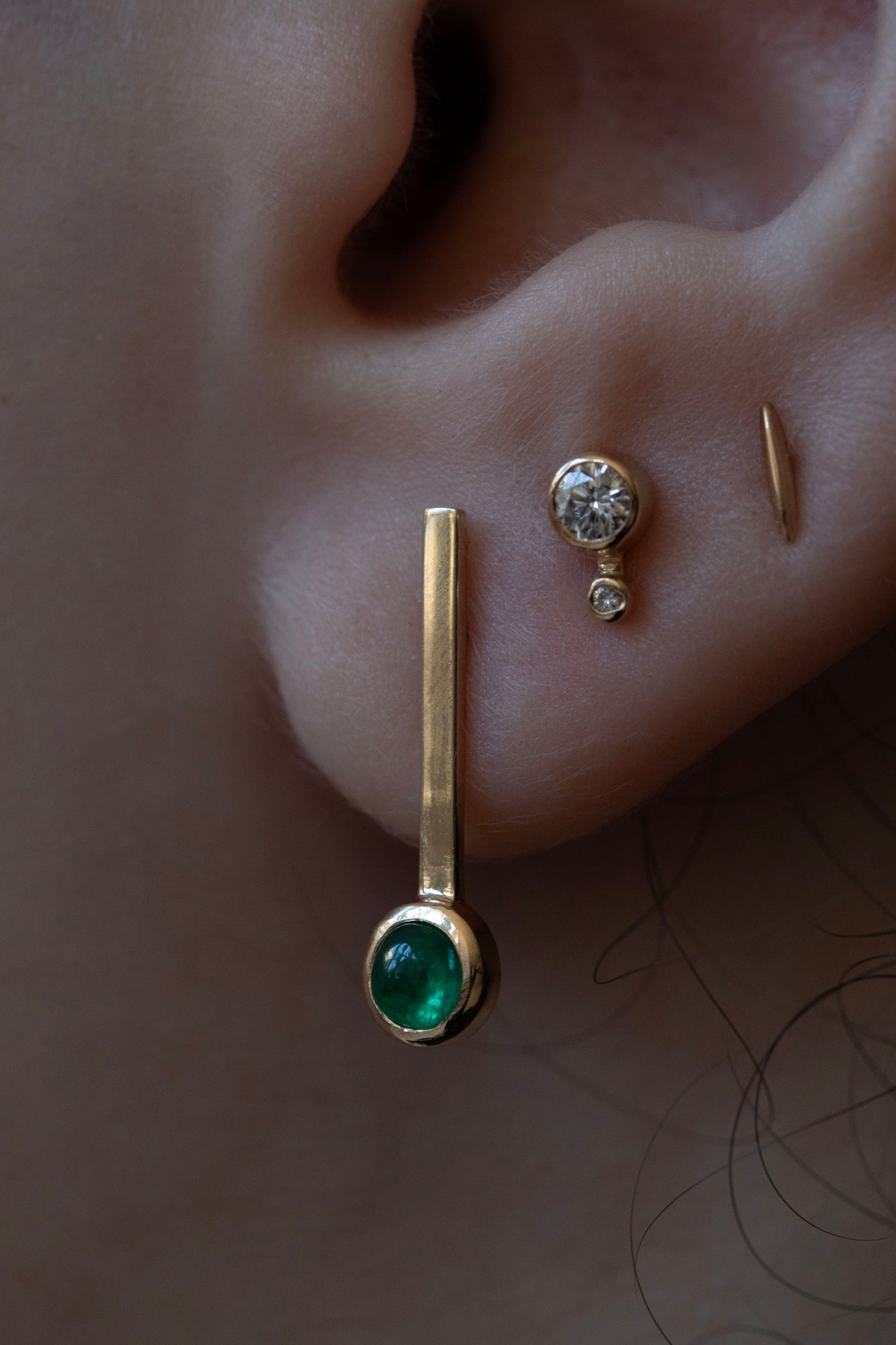 Quarry | Cav Earrings in Gold & Emeralds