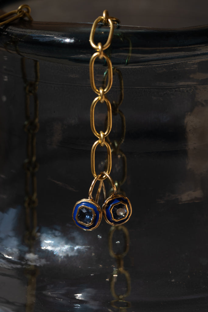 Kathryn Bentley | Blue Sapphire Checkered Earrings
