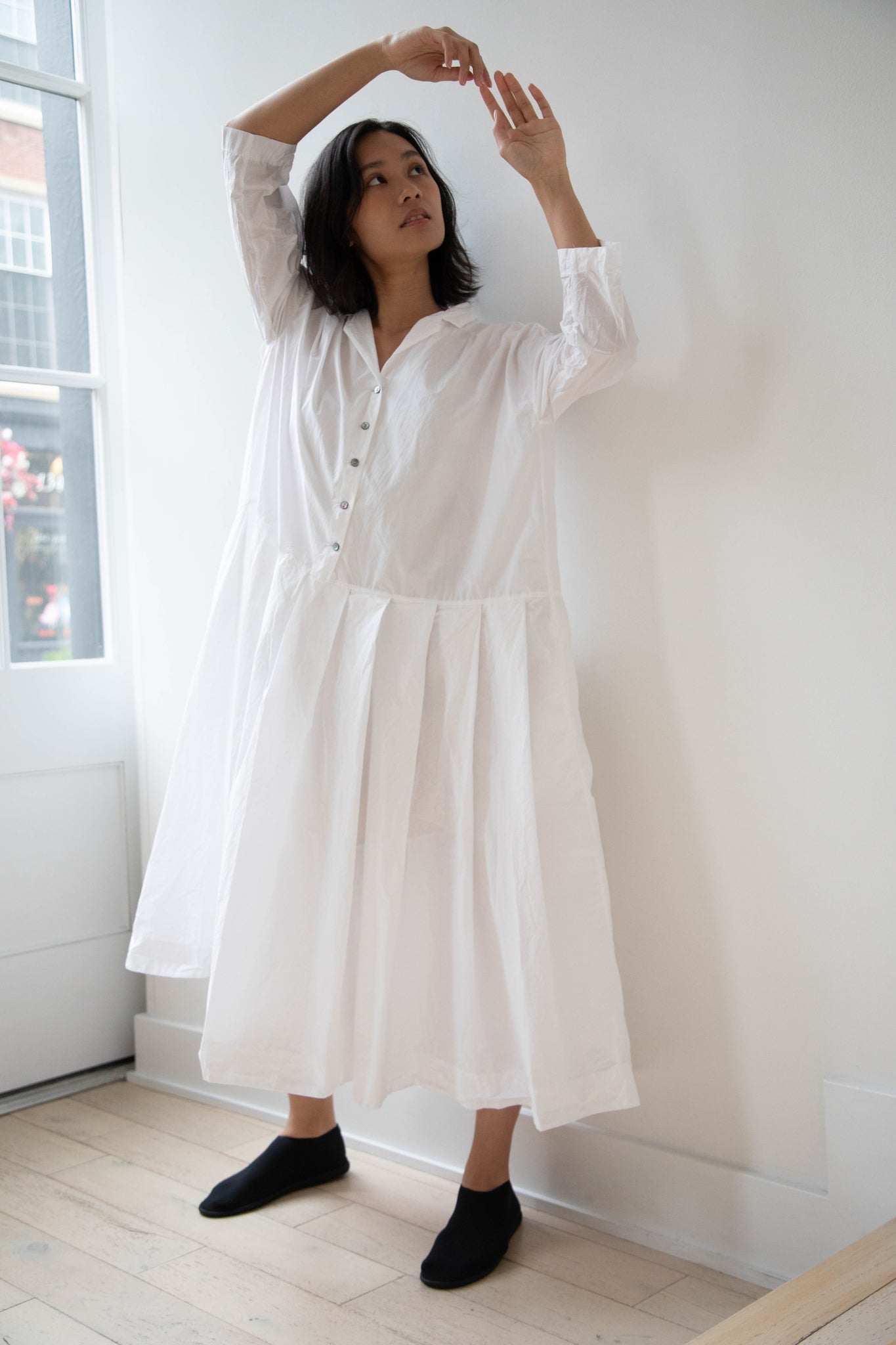 Album Di Famiglia | Pleated Collar Dress TC in Milk Album Di Famiglia | Pleated Collar Dress TC in Milk