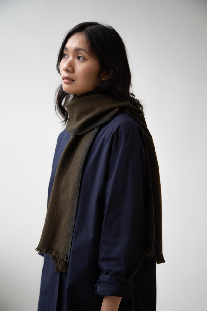 Margaret Howell | Selvedge Scarf in Dark Olive