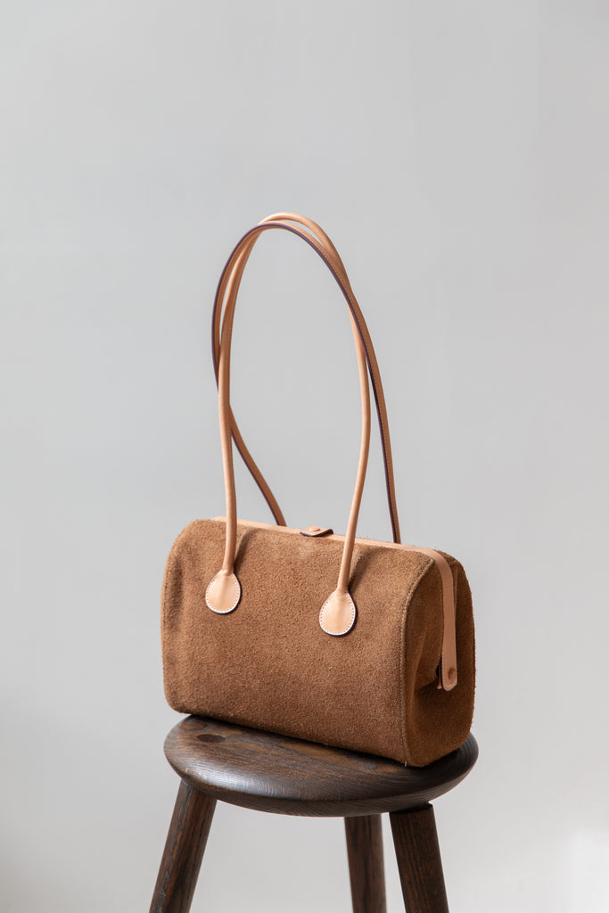 The Backward Vendor | Tanker Shoulder Bag in Brown Suede