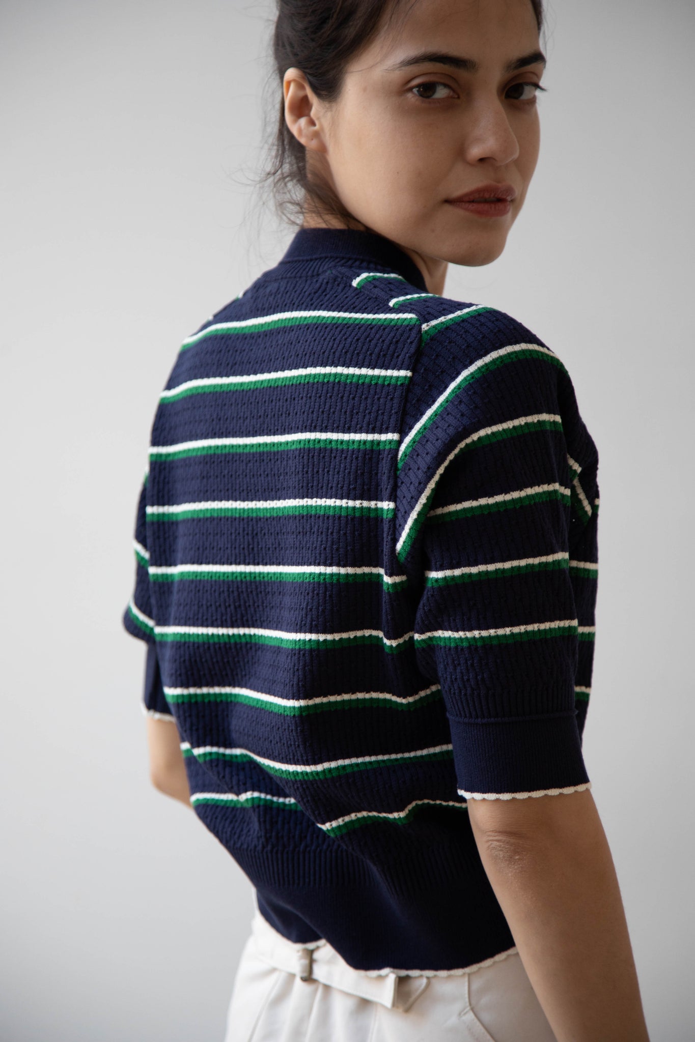 Aseedonclöud | Striped Knit Lace Sweater