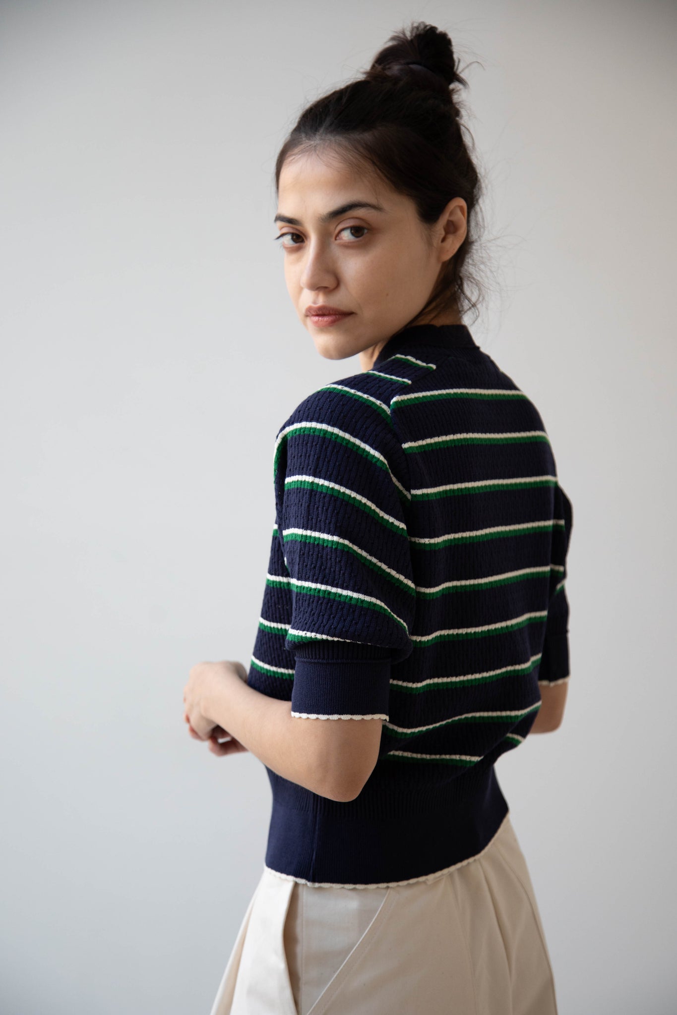 Aseedonclöud | Striped Knit Lace Sweater