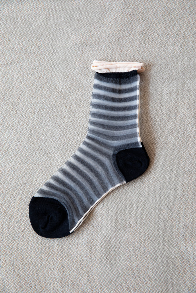 Antipast | Crossed Stripe Socks in Black