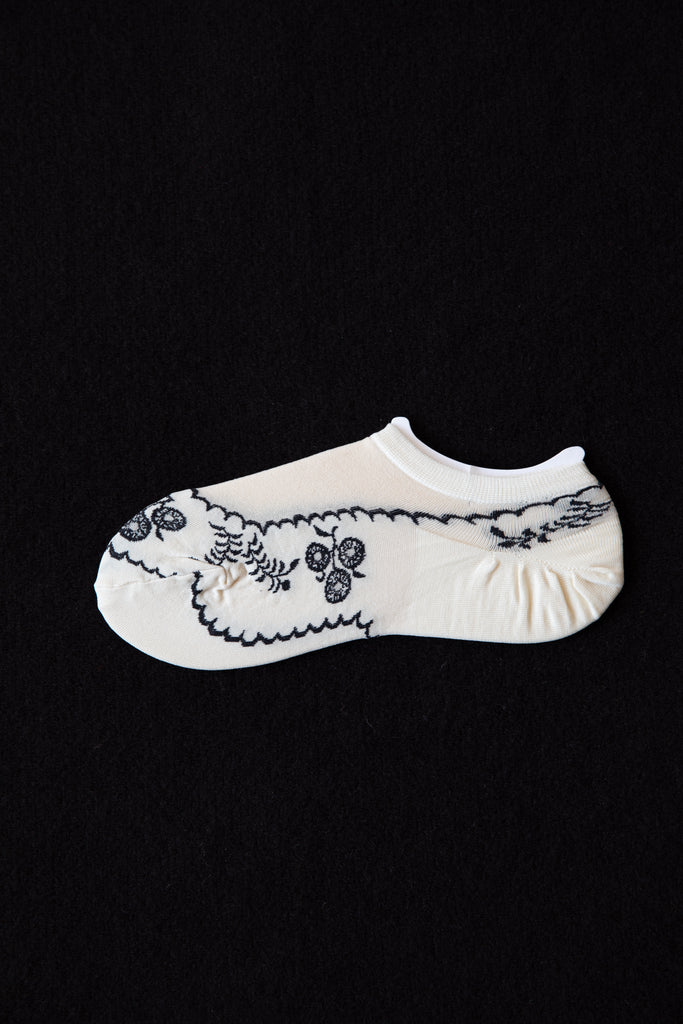 Antipast |See-Through Short Flower Socks in Ivory
