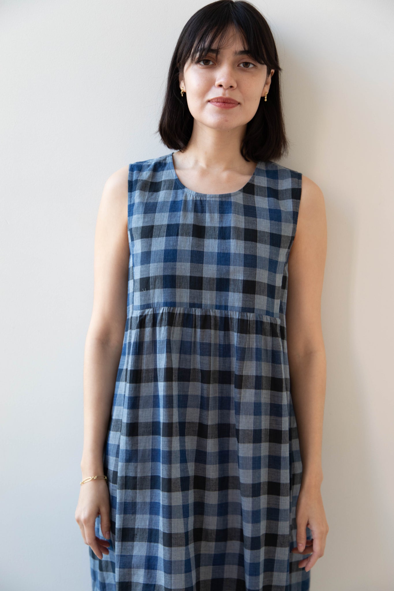 rennes — Rubia & Neel | Audrey Long Dress in Check Cotton