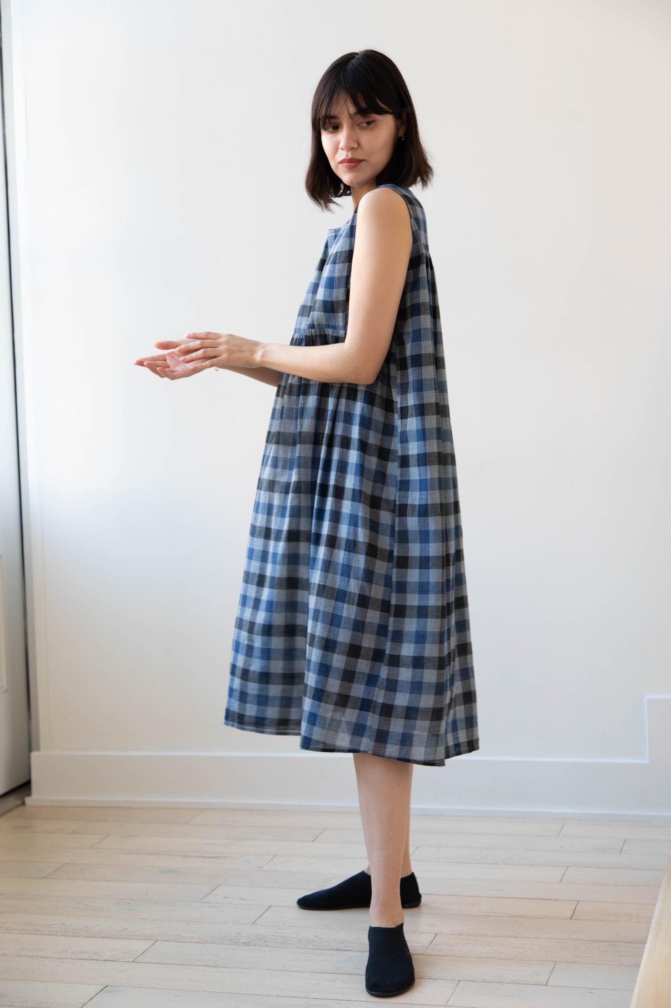 rennes — Rubia & Neel | Audrey Long Dress in Check Cotton