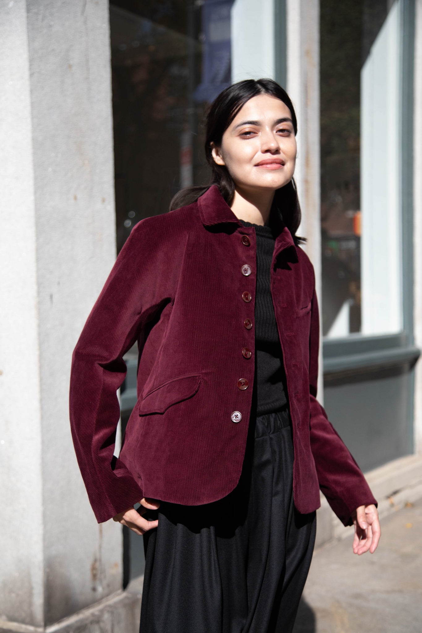 rennes — Seventyfive Student Jacket in Plum Corduroy