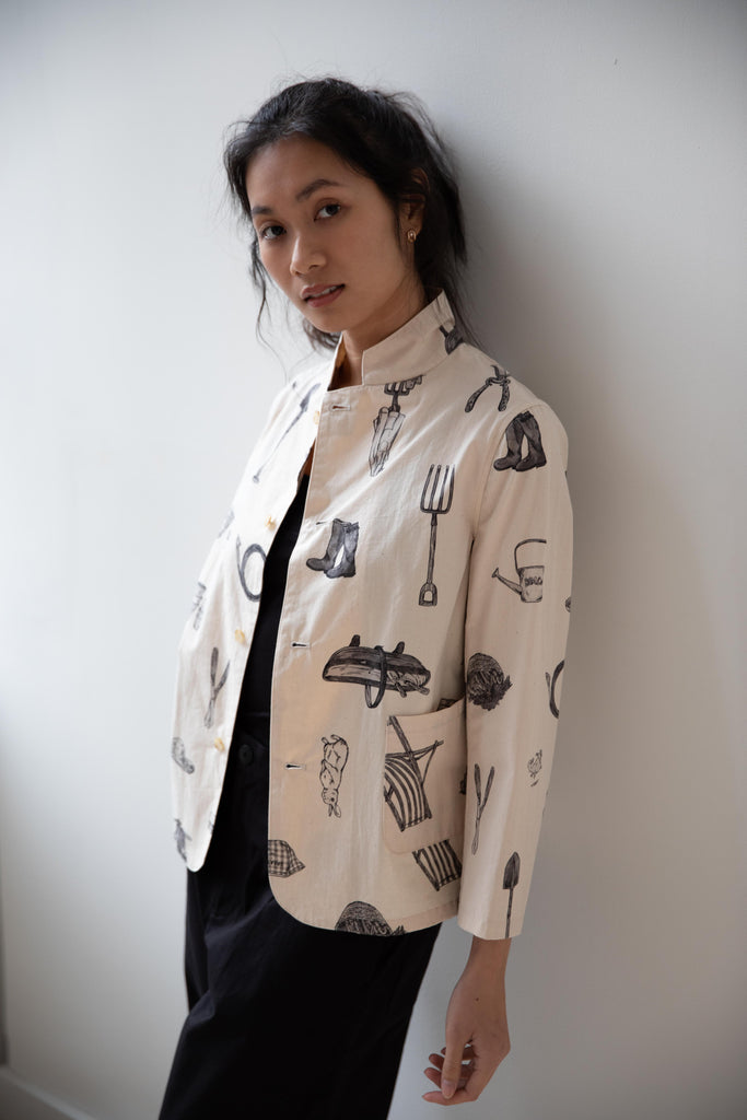 Old Man's Tailor | "Great Green Thumb" Coverall Jacket in Natural & Black