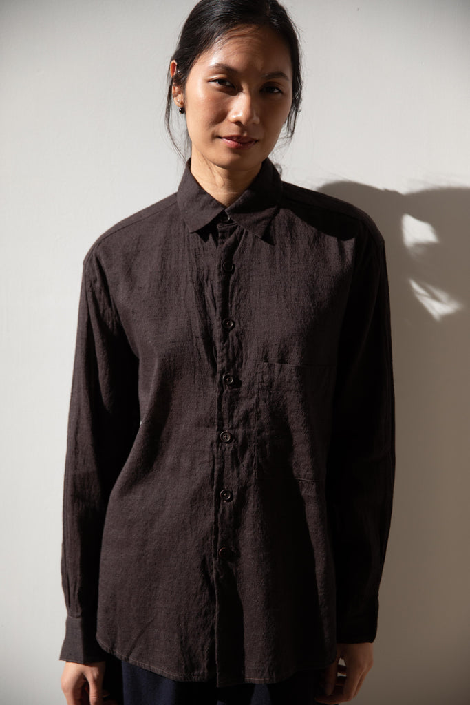 Evan Kinori | Big Shirt Two in Brown/Navy