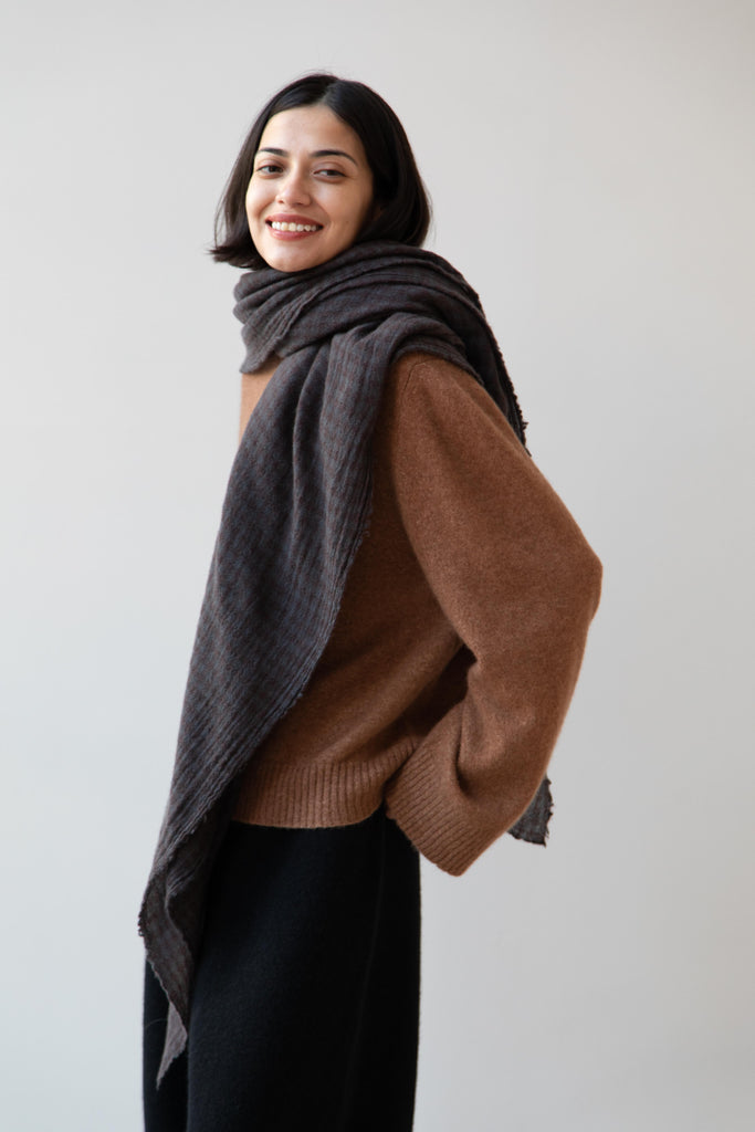 Apuntob | Cashmere Scarf in Grey & Brown