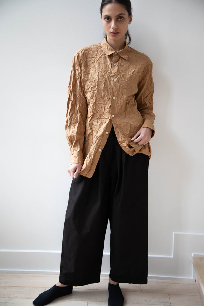 Auralee | Wrinkled Washed Finx Shirt in Brown